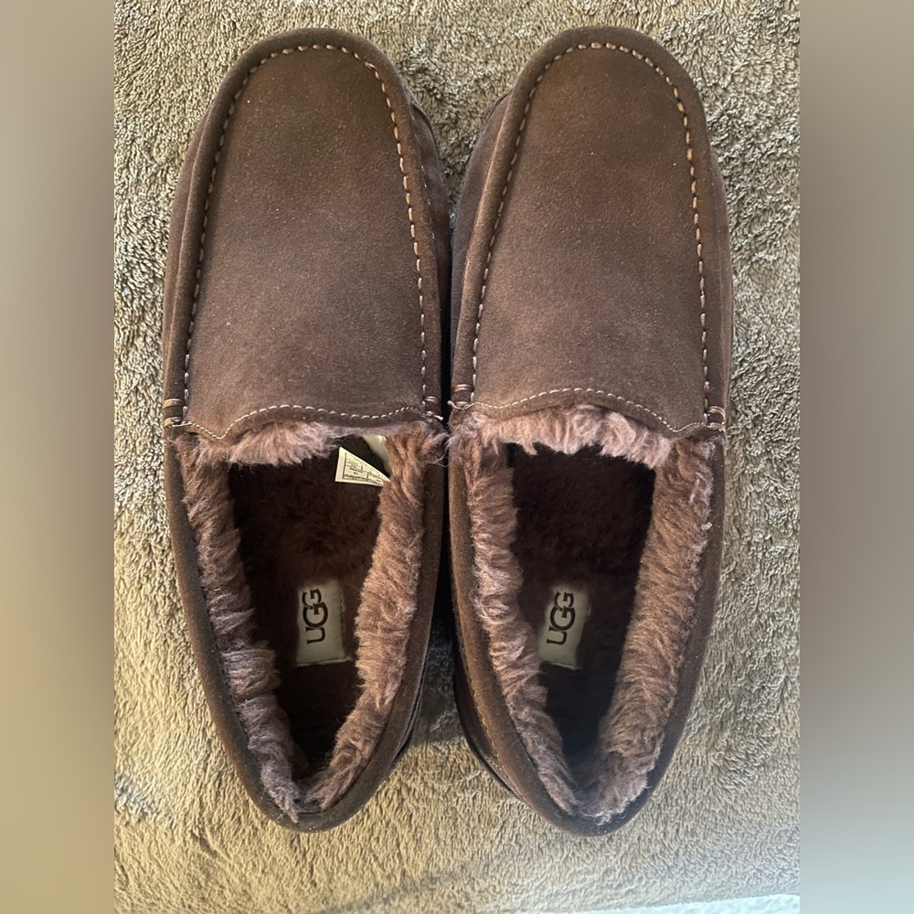 New Without Box UGG Men’s Dark Brown Slippers Ascot Slip-Ons US Size 10 - Picture 3 of 5